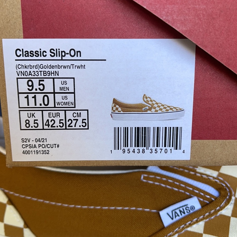 Vans Classic Slip-On Checkerboard Goldenbrown/True White MENS - Picture 16 of 16